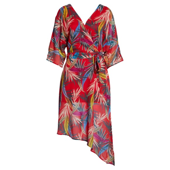 RED CARTER Floral Eliza Tassel Sleeve Wrap Dress L - Picture 3 of 10